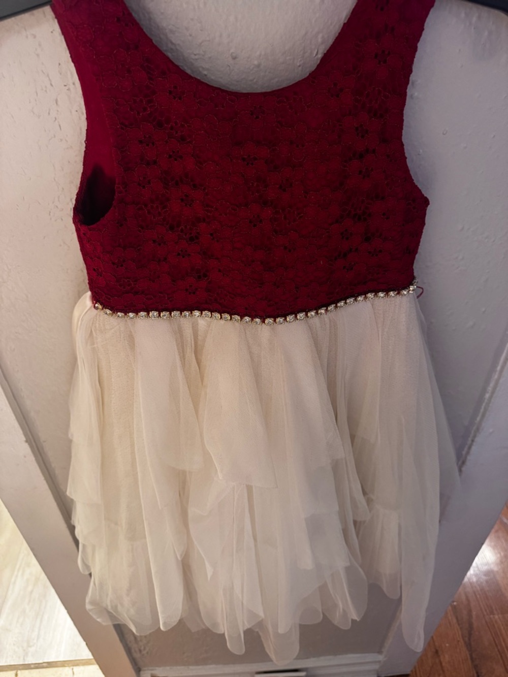 American Princess Burgundy and Cream Tulle Party Dress